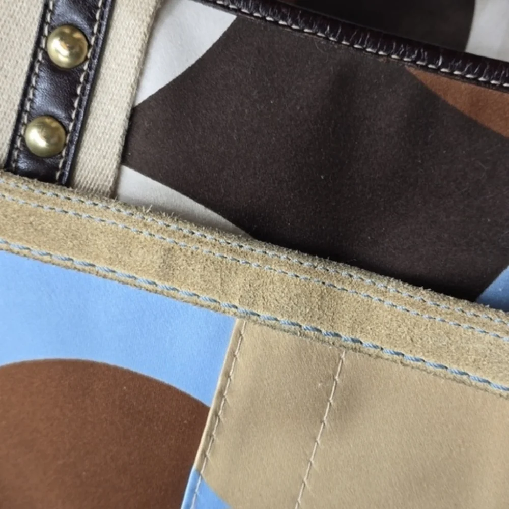 Coach Hamptons OP ART Scarf Print, Suede And Leather Tote CO6M - 10116 Vintage - Picture 13 of 13